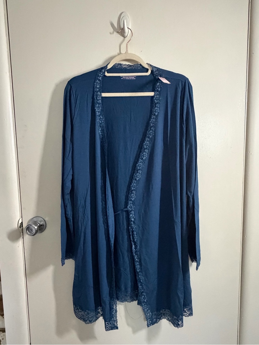 Victoria's Secret Blue Lace-Trim Modal Short Robe. NWT